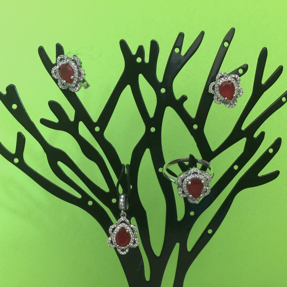 Sterling Silver Set with CZ and genuine gem stones.